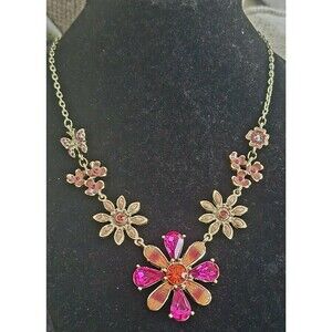 Vtg 1928 2028  Whimsy 16" Gold tone Necklace Crystal Nwt Old Stock Rhinestones